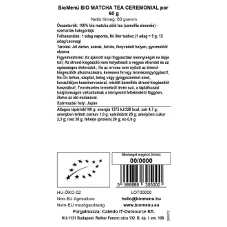 BioMenü organski ceremonijalni matcha čaj u prahu 60 g slika proizvoda