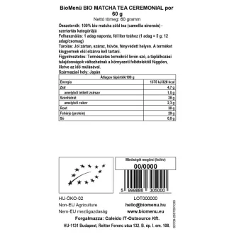 BioMenü organski ceremonijalni matcha čaj u prahu 60 g slika proizvoda