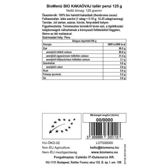 BioMenü organski diskovi peruanske kakaove maslaca 125 g slika proizvoda