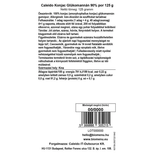 Caleido prašak konjac glukomannana 90%, 125 g oznaka podataka