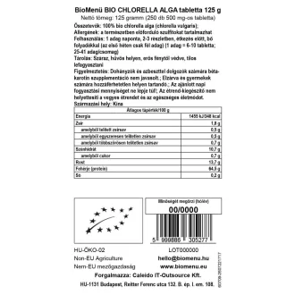 BioMenü organske tablete alge chlorelle 125 g slika proizvoda