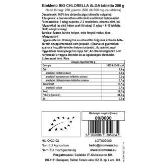 BioMenü organske tablete alge chlorelle 250 g slika proizvoda