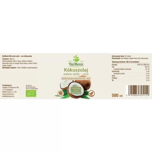 BioMenü organsko kokosovo ulje ekstra djevičansko vco 500 ml materijal