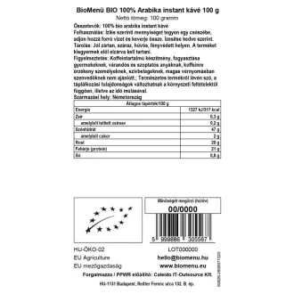 BioMenü organska instant kava 100% Arabica 100 g slika proizvoda