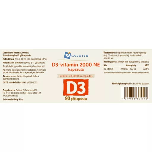 Caleido vitamin D3 2000 ne kapsule gela 90 kapsula materijal