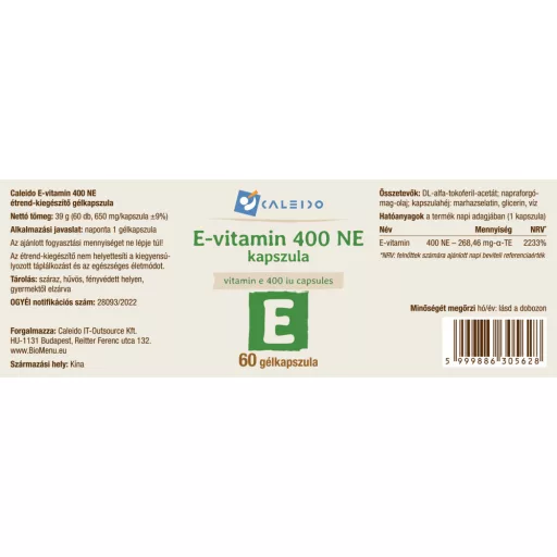 Caleido gel kapsule vitamina E 400 IU, 60 kapsula materijal