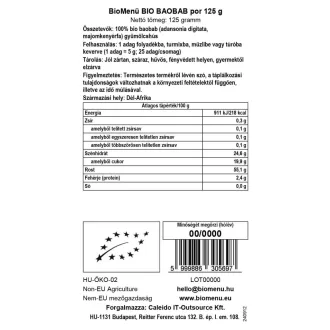 BioMenü organski prah od baobaba 125 g slika proizvoda