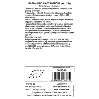 BioMenü organski prah ashwagandhe 125 g slika proizvoda