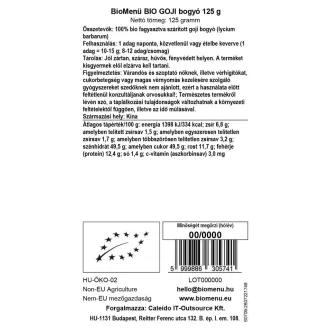 BioMenü organske goji bobice 125 g slika proizvoda