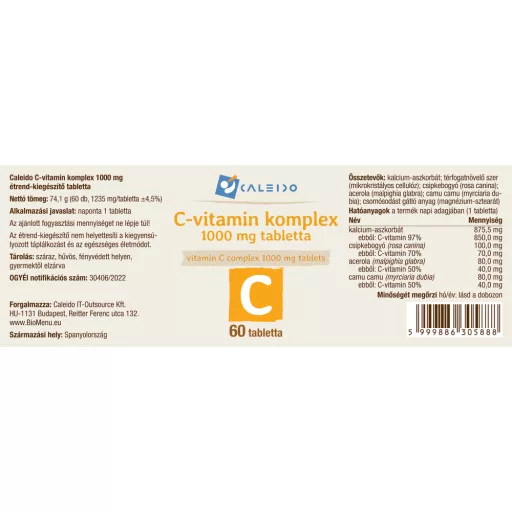 Caleido kompleks vitamina C tablete 1000 mg 60 kapsula označiti
