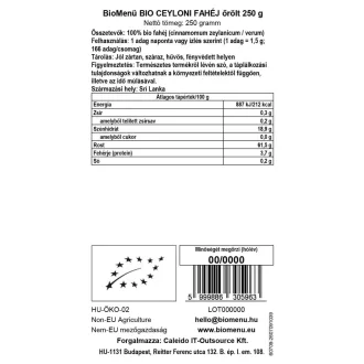 BioMenü organski mljeveni cejlonski cimet 250 g slika proizvoda