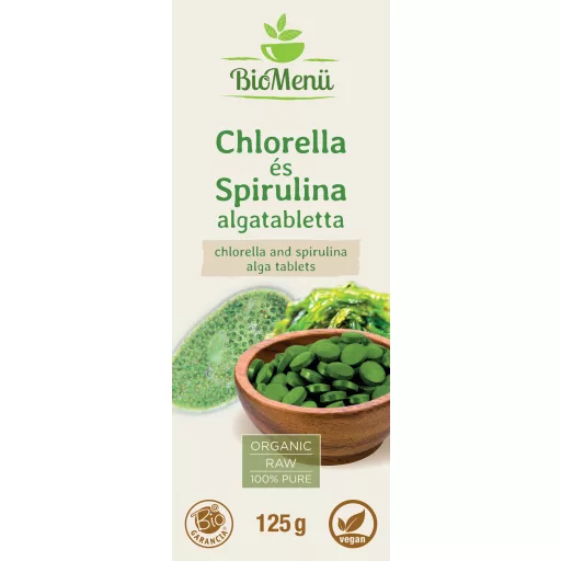 BioMenü organske tablete alge chlorelle i spiruline 125 g označiti