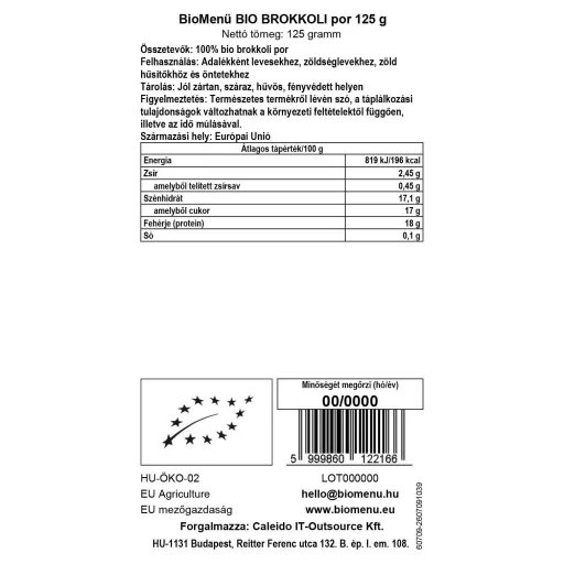 BioMenü organski prah od brokule 125 g BLIZU DATUMA ISTEKA