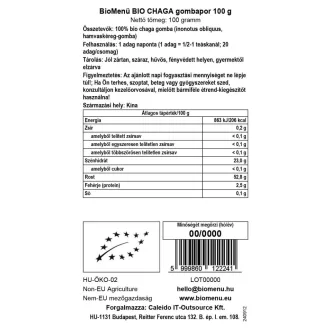 BioMenü organski prah gljive chaga 100 g slika proizvoda
