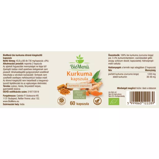 BioMenü organske kapsule kurkume 60 kom označiti