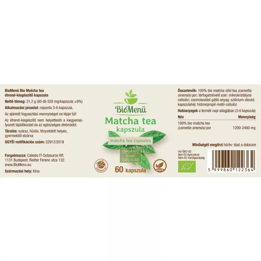 BioMenü organske kapsule matcha čaja 60 kom. označiti