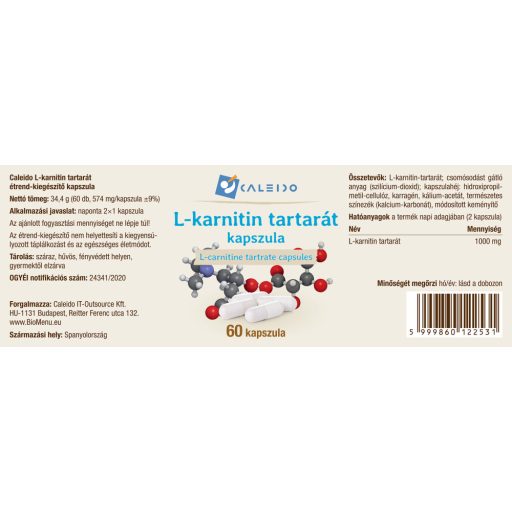 Caleido kapsule L-karnitina tartrata, 60 kapsula označiti
