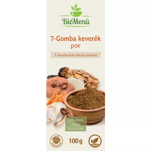 BioMenü organski prah mješavine 7 vrsta gljiva 100 g označiti