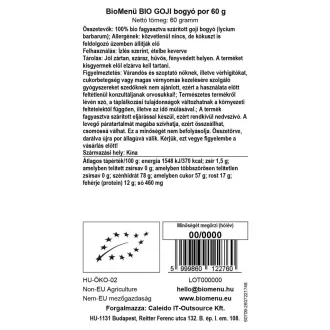 BioMenü organski prah od goji bobica 60 g slika proizvoda