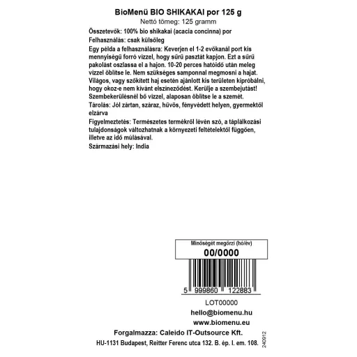 BioMenü organski prah shikakai 125 g oznaka podataka