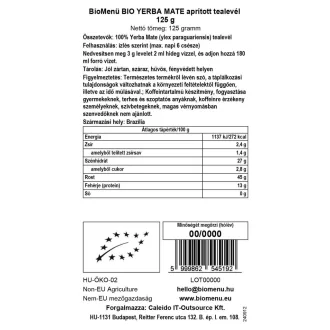 BioMenü organske nasjeckane listove čaja yerba mate 125 g slika proizvoda