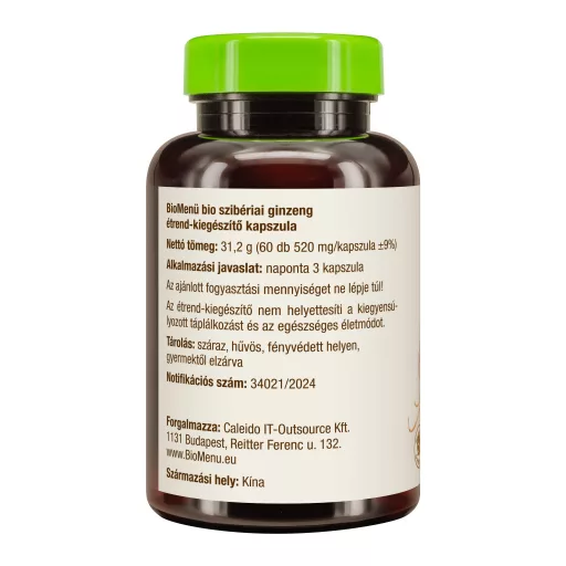 BioMenü organske kapsule sibirskog ginsenga 60 kom.