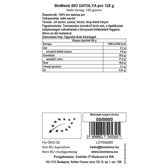 BioMenü organski prah od datulja 125 g slika proizvoda