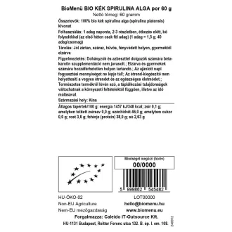 BioMenü organski prah plave alge spirulina 60 g slika proizvoda