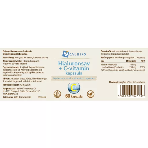 Caleido Hijaluronska Kiselina + Vitamin C kapsule 60 kom označiti