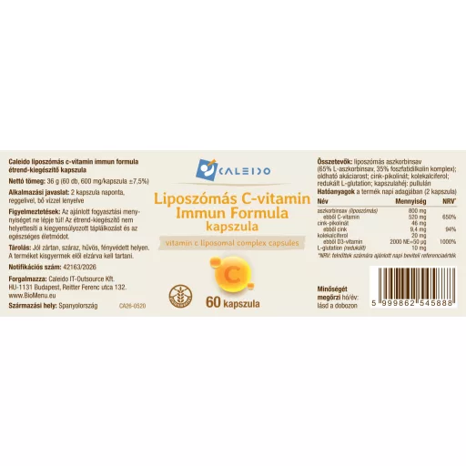 Caleido Liposomski Vitamin C Imunološki Kompleks kapsule 60 kom označiti