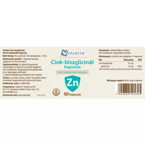 Caleido Cinkov Bisglicinat kapsule 60 kom označiti